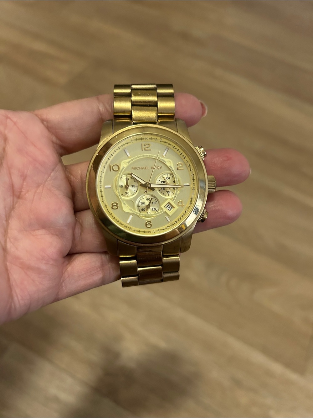 Mens Michael Kors Gold Stainless Steel Chronograph Bracelet Watch